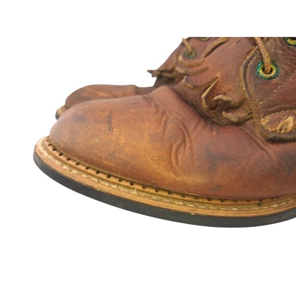 VTG Farm & Ranch Leather Lace Up Work Boots Mens 10 Moc Toe Western Rancher main image 13